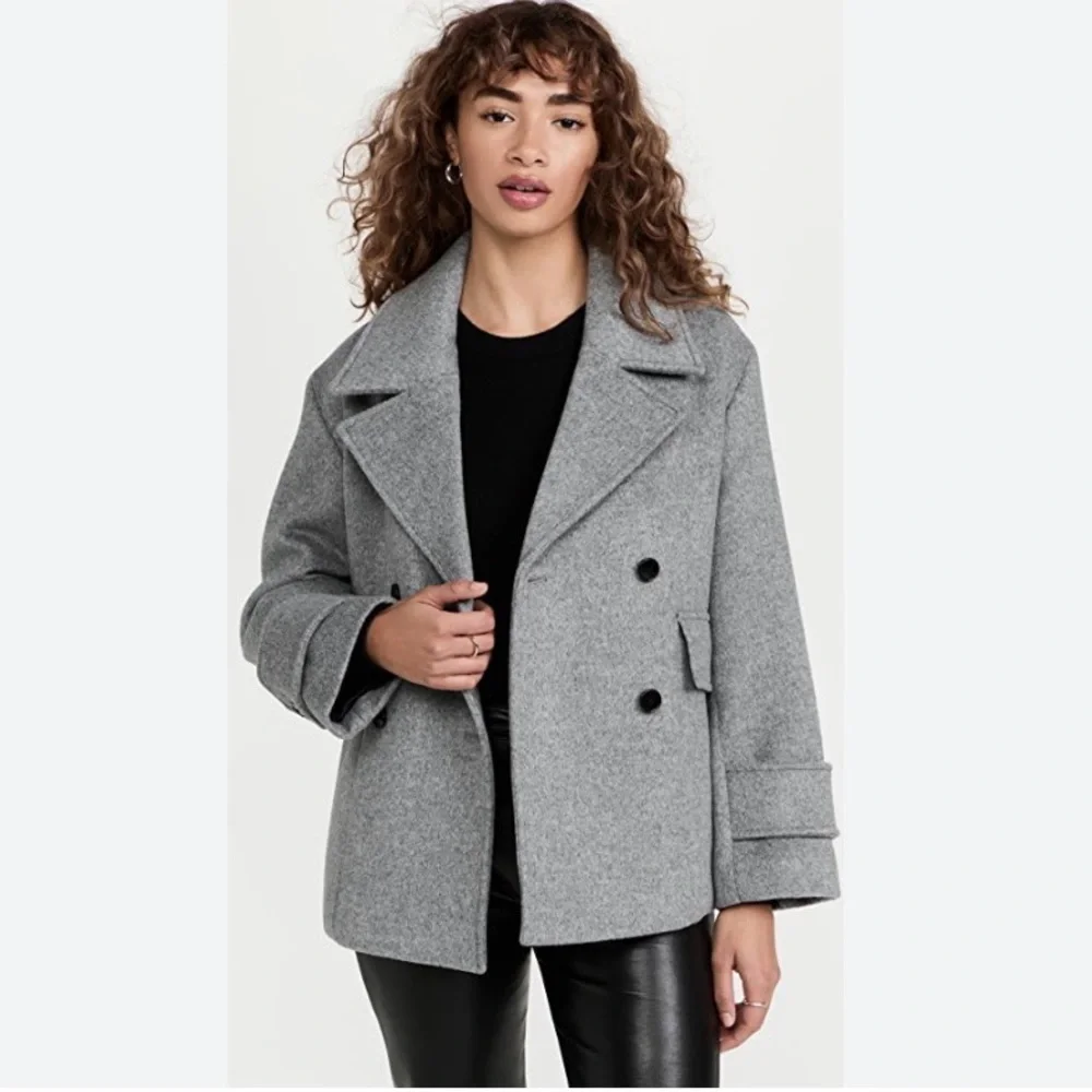 Club Monaco Relaxed Grey Pea Coat - Picture 3 of 9